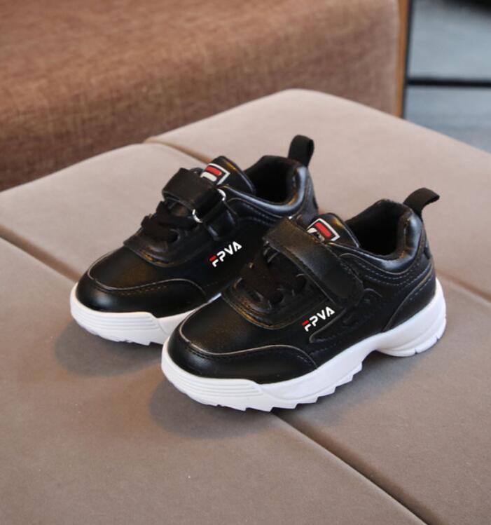 Kids’ Hook-and-Loop Faux Leather Sneakers