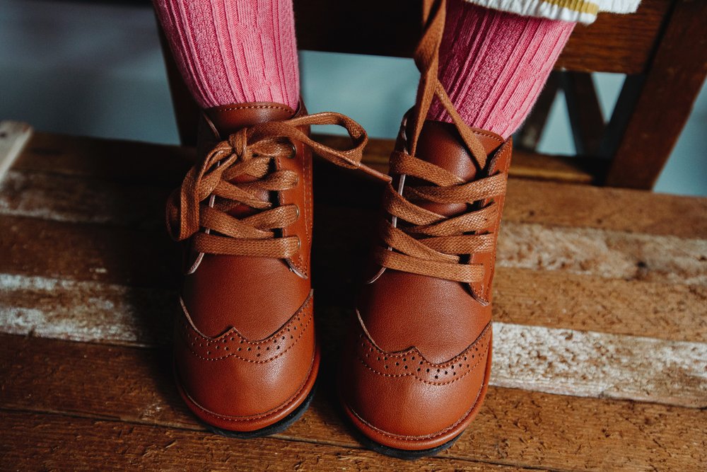 Kids’ Chestnut Hand-Stitched Lace-Up Boots