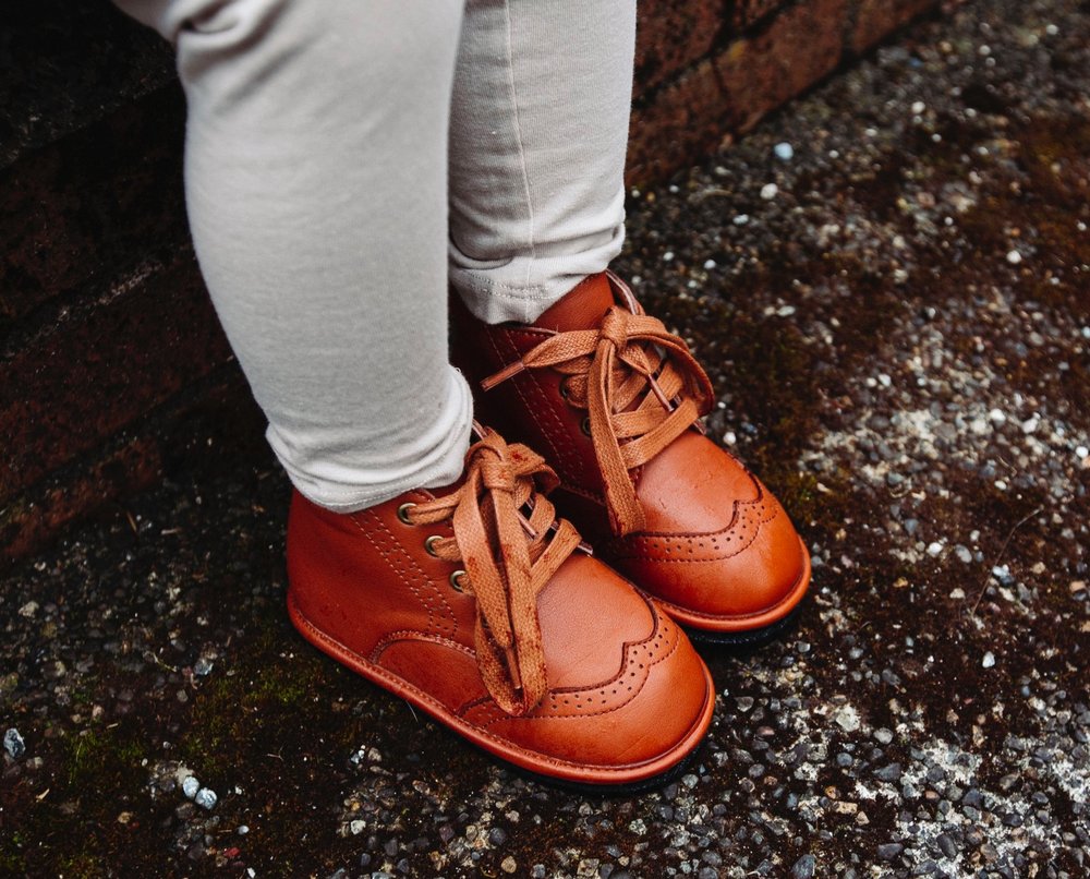 Kids’ Chestnut Hand-Stitched Lace-Up Boots
