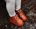 Kids’ Chestnut Hand-Stitched Lace-Up Boots