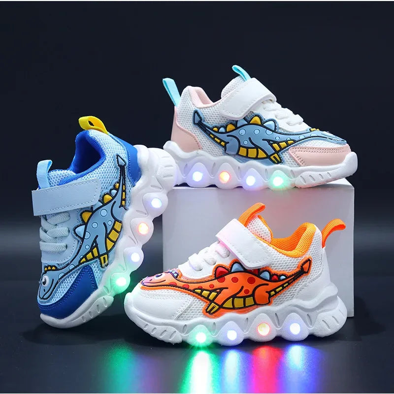 Kids’ Dinosaur Light-Up Mesh Sneakers