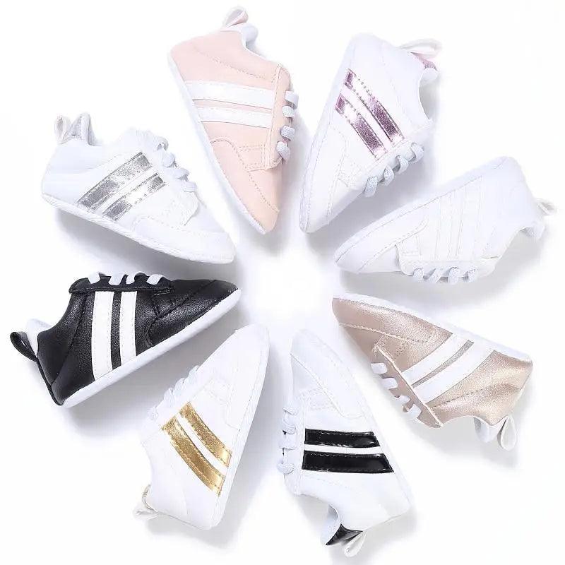 Baby Soft-Sole Faux Leather Sneakers